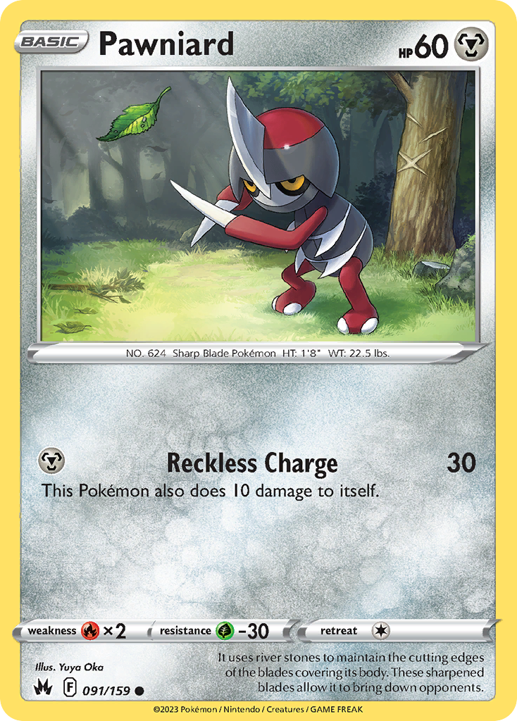 Pawniard 091/159 Common Crown Zenith Pokemon Near Mint