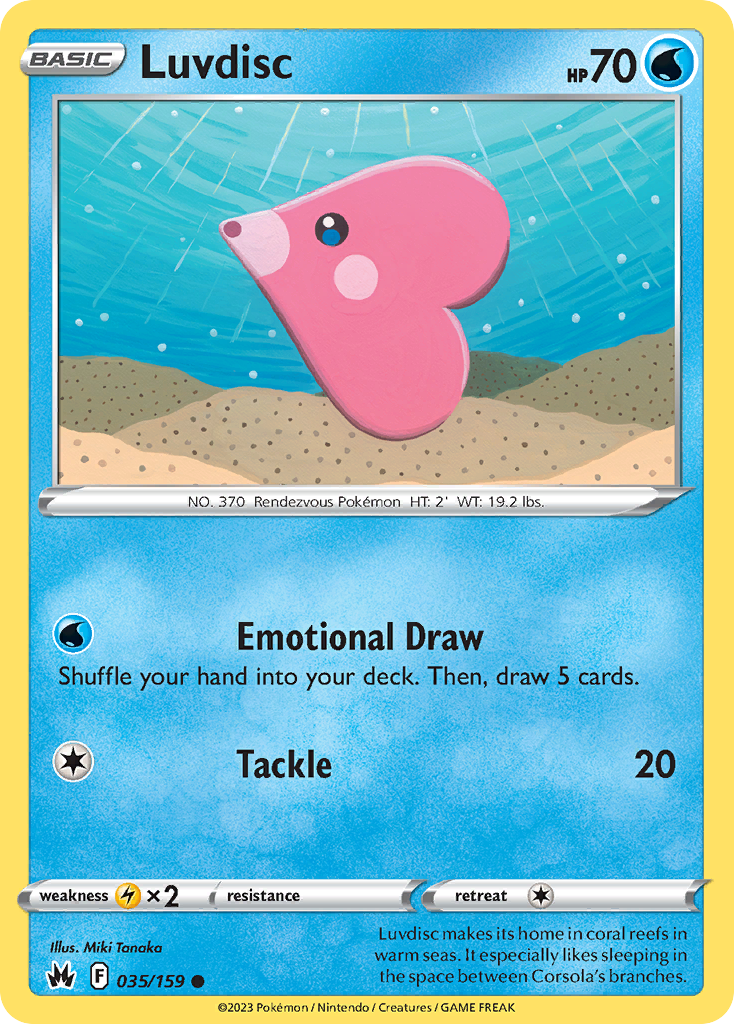 Luvdisc 035/159 Common Crown Zenith Pokemon Near Mint
