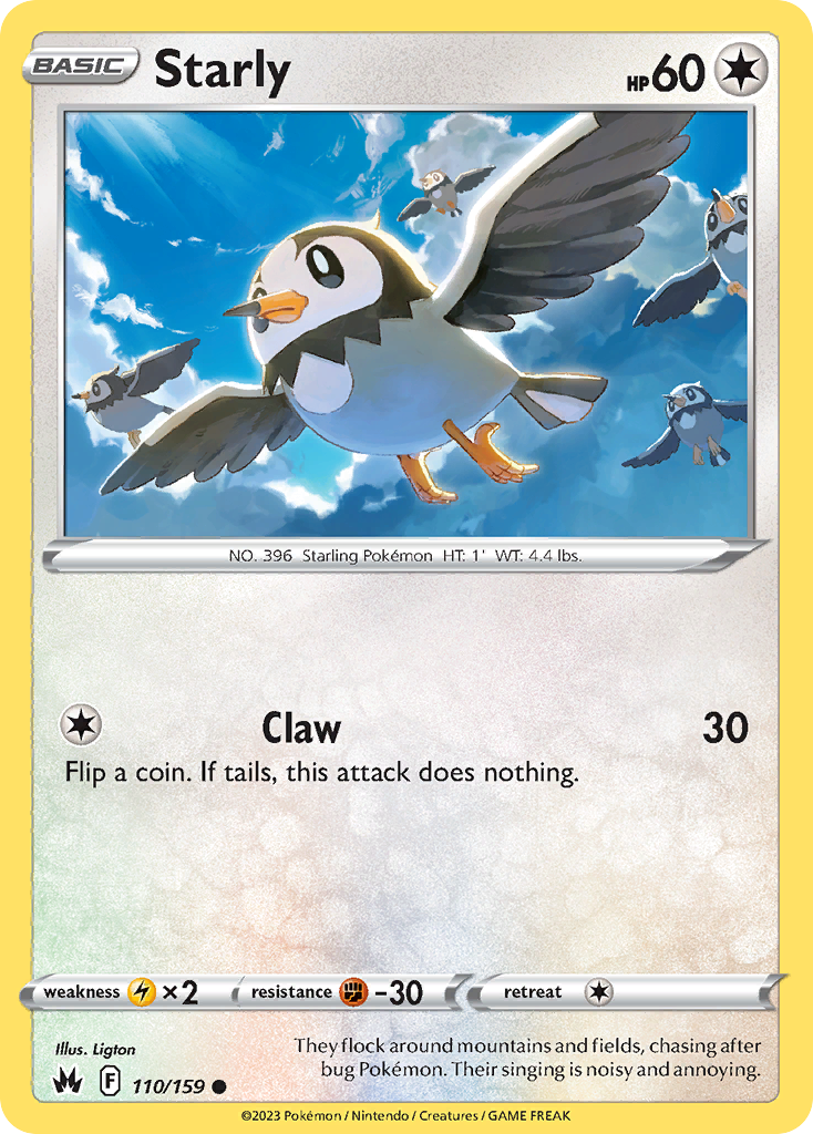 Starly 110/159 Common Crown Zenith Pokemon Near Mint