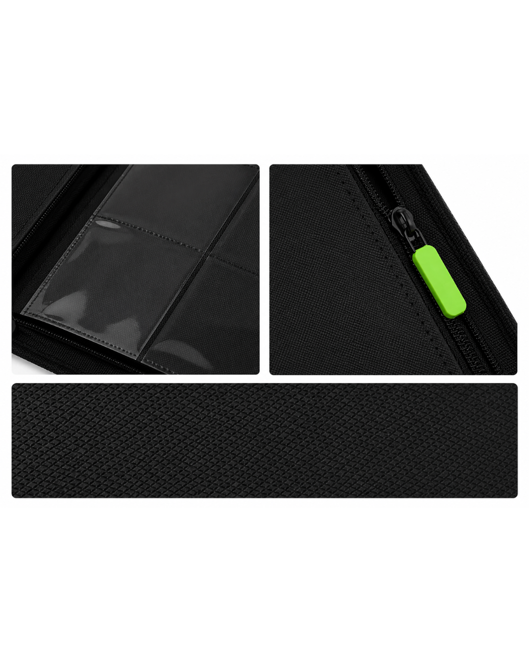 4-Pocket 160 Card Side Loading Zip Binder - Black