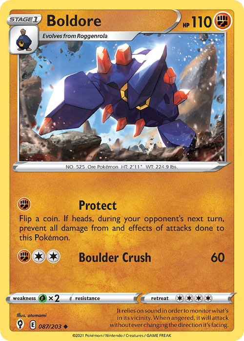 Boldore 087/203 Uncommon Evolving Skies Pokemon Near Mint