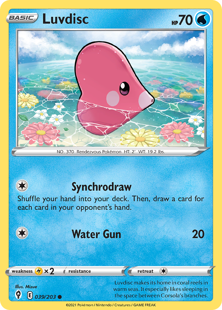 Luvdisc 039/203 Common Evolving Skies Pokemon Near Mint