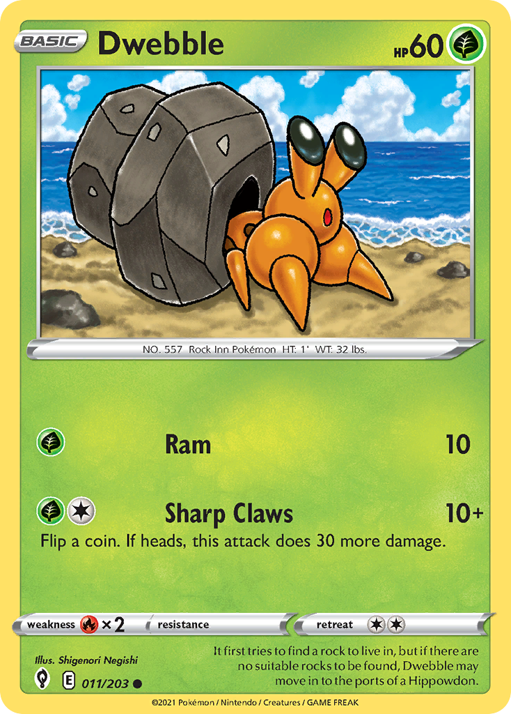 Dwebble 011/203 Common Evolving Skies Pokemon Near Mint